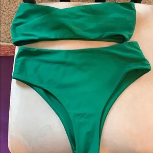 Green strapless bikini